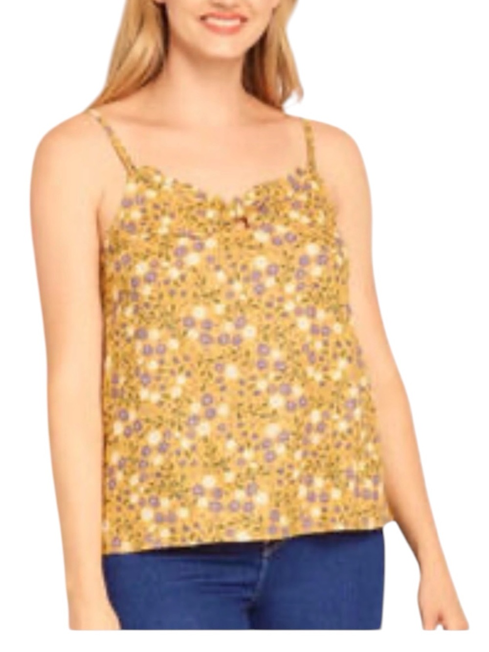 Modcloth sleeveless floral linen blend top size 1X